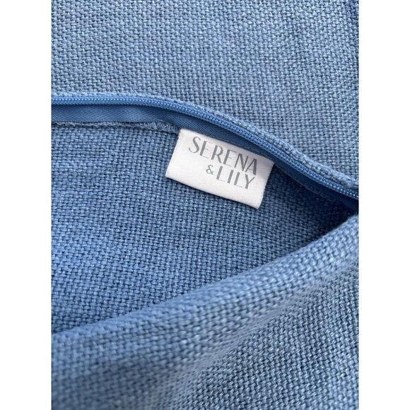 Serena & Lily Blue Linen Pillow Cover 20” X 20” Boho Tassels - Picture 1 of 7